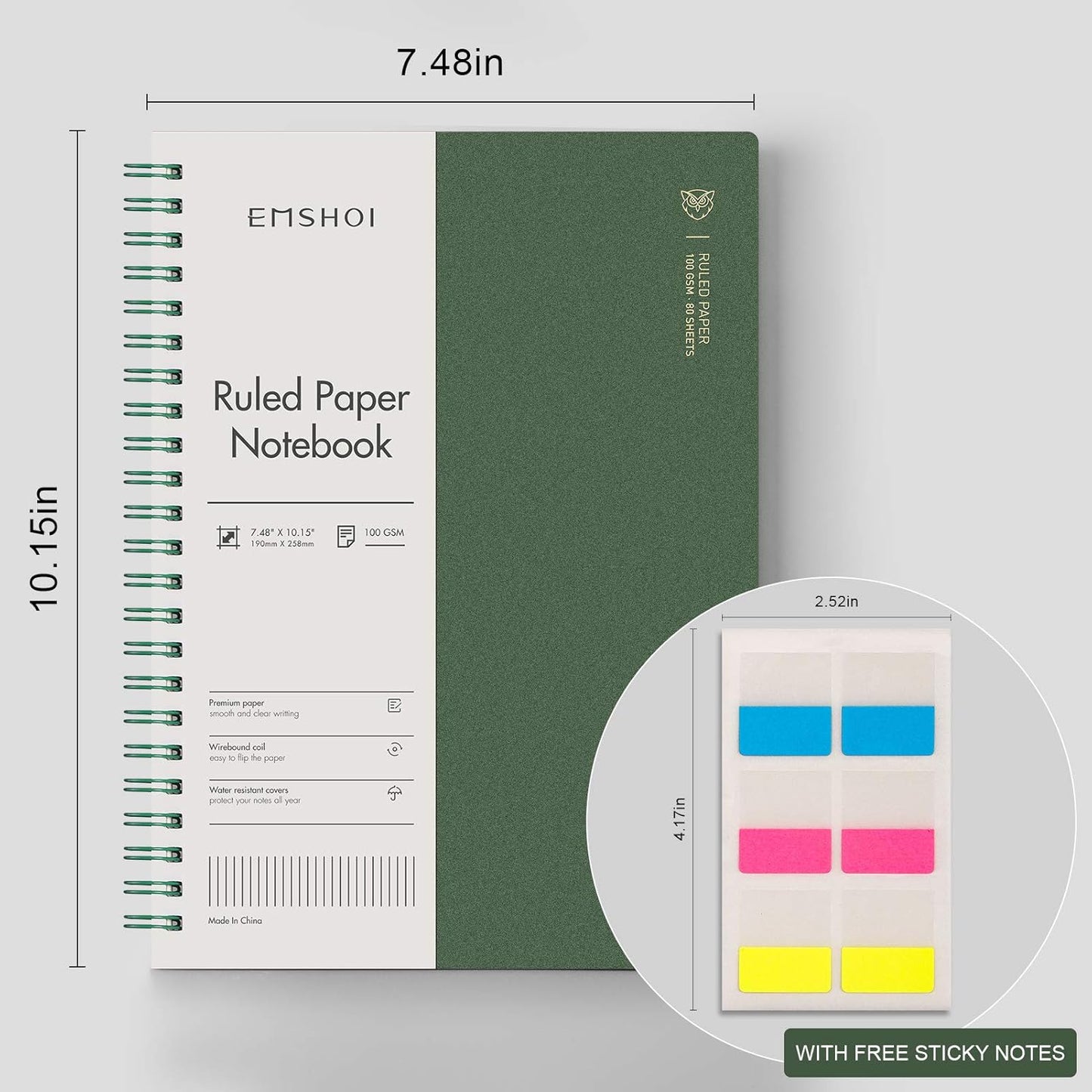 EMSHOI 3 Pack Spiral Notebook 7.48" x 10.15" - B5 Large Composition Notebooks College Ruled, 480 Pages 100gsm Lined Paper, Plastic Hardcover Journals for Writing Women Men Work School Supplies Gifts