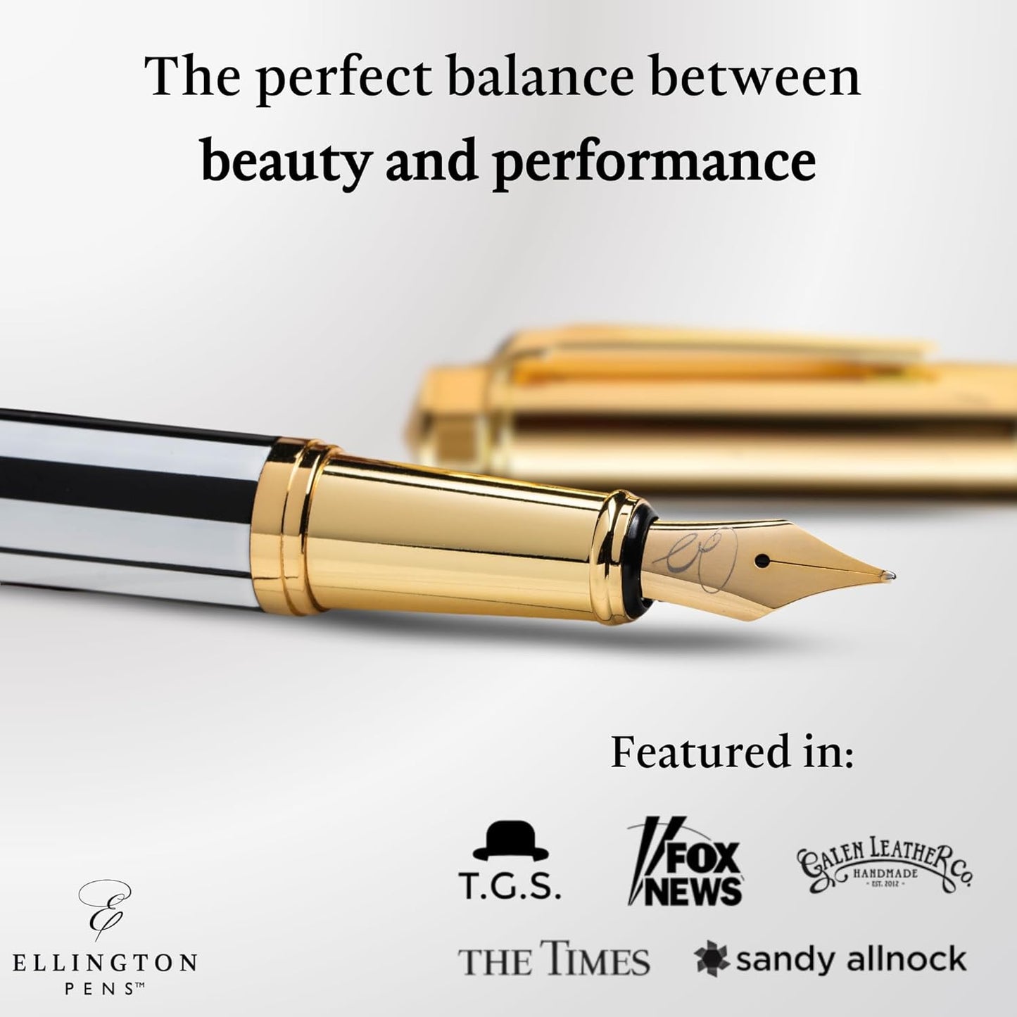 Luxury Fountain Pen Set- Fountain Pens for Writing - Smooth Extra Fine Nib - Includes Refillable Ink Converter, 3 Ink Cartridges [Black & Blue], Gift Box - Elegant Calligraphy