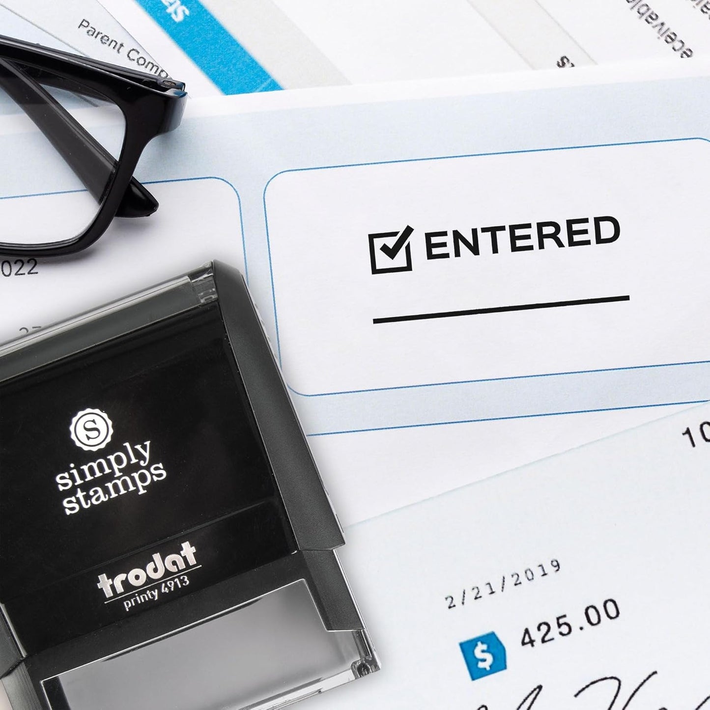 Entered Office Stamp | 4 Different Sizes | 20 Designs | Multiple Color Options | Perfect for Quick Validation of Office Documents (Entered, Large)