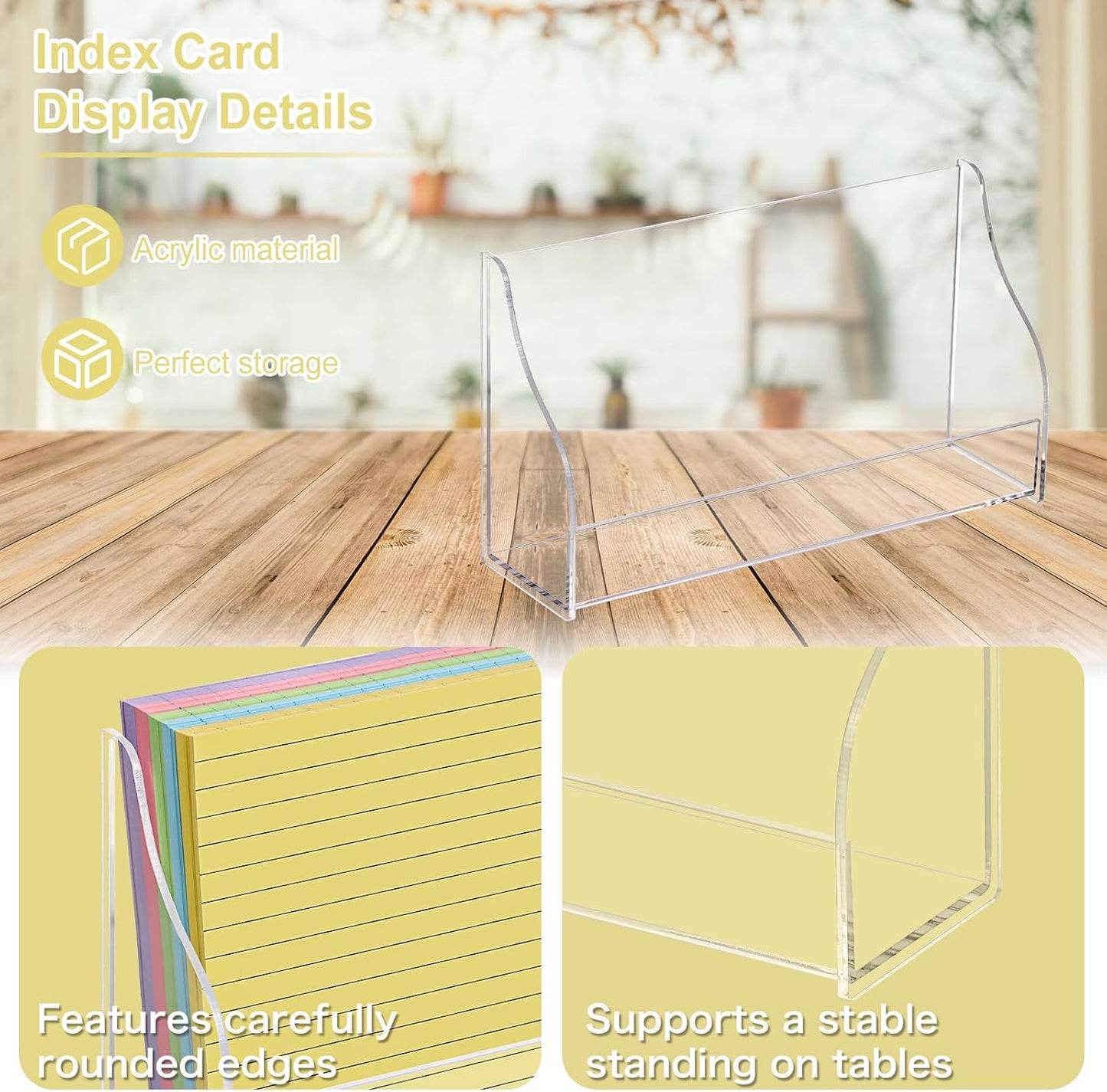 5x8 Inch Index Card Display Stand Acrylic Card Holder For Desk Note Card File Box Postcard Holder Business Stand Display Index Organizer Case for Office Business Desktop(No Card)