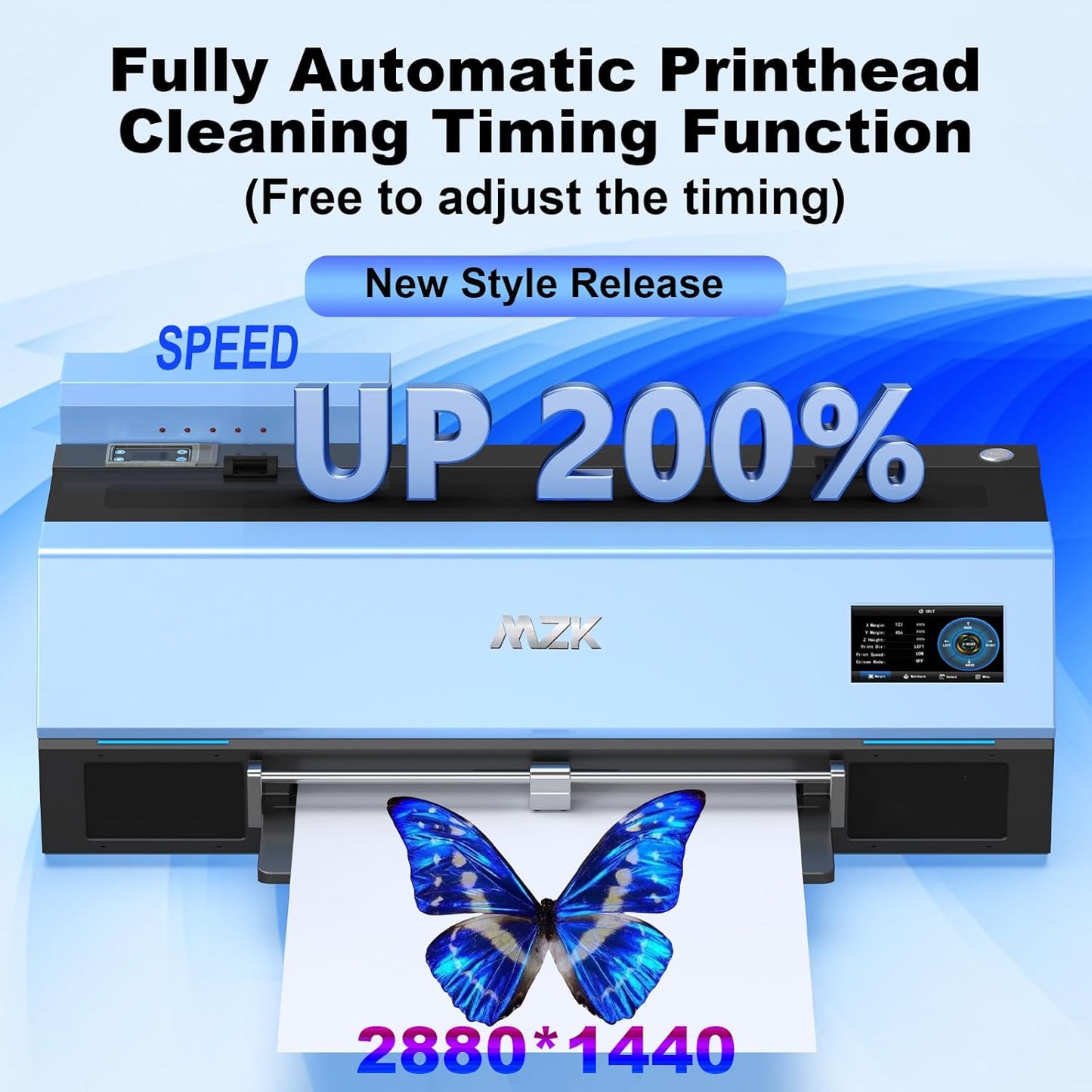 MZK A3 Plus DTF Printer XP600 Doubled-Speed,13+" DTF Film,Built-in Holiday Automatic Timed Cleaning Printhead,LED Multi-Function Fouch Screen,Film Cutter,White Ink Circulation,Gift Ink 2 Year