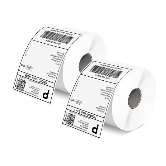 MUNBYN 4x6 Inch Direct Thermal Labels, 1000 Sheets/2 Rolls(500 Pcs per Roll), Shipping Paper for Thermal Printers, Permanent Adhesive Mailing Postage Labels for Shipping Packages