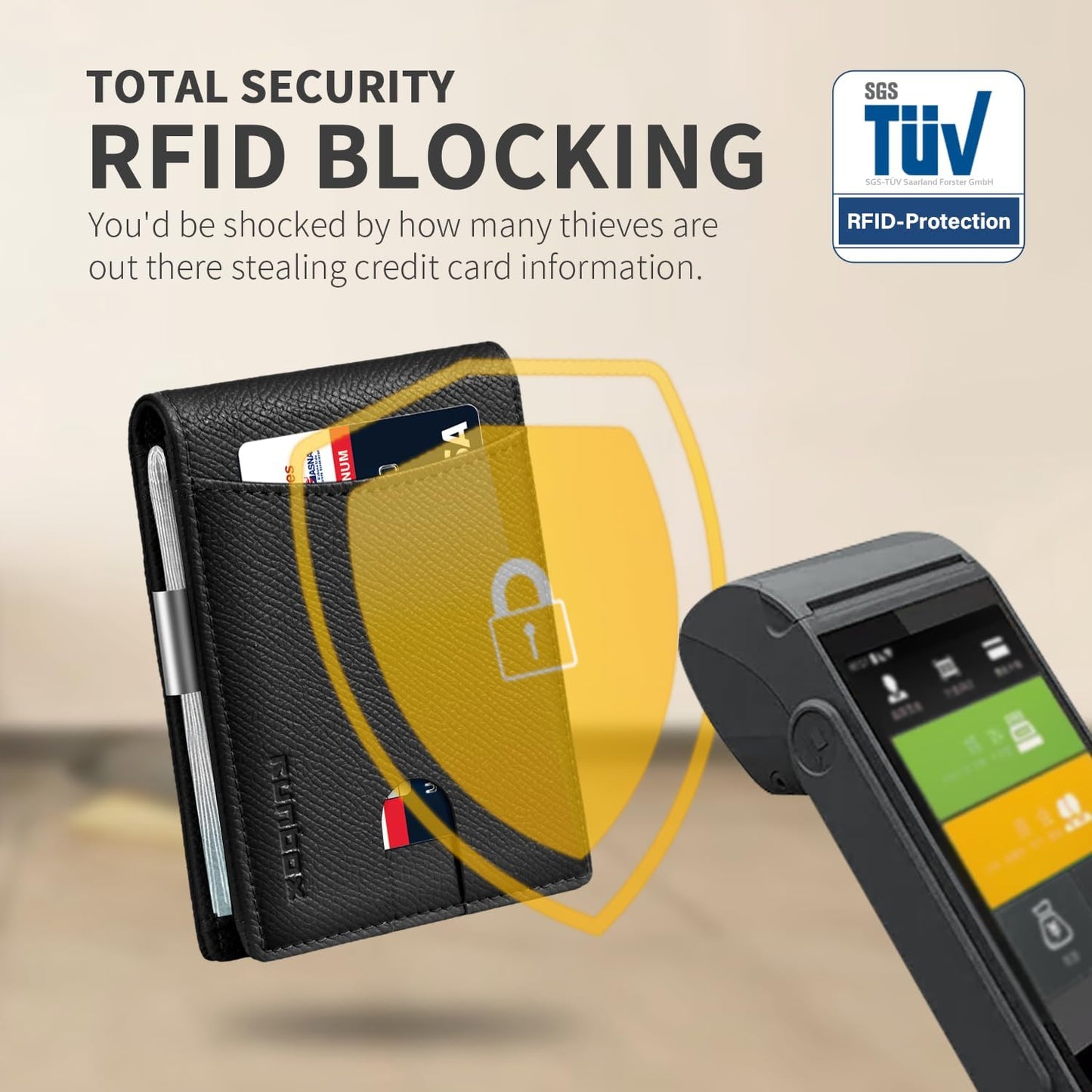 RUNBOX Money Clip Slim Wallets for Men RFID Blocking 11 Card Holder Minimalist Small Leather Bifold Men's Front Pocket Wallet Gift Box