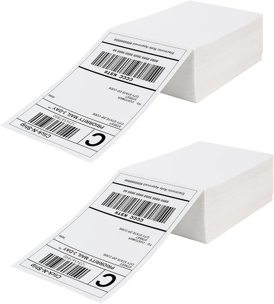 DGBDPACK Fanfold Direct Thermal Shipping Labels 4''x6'' 600 Labels/2 Stacks (300 Pcs per Stack), Compatible with Zebra Rollo Beeprt Printer Ultra Adhesive