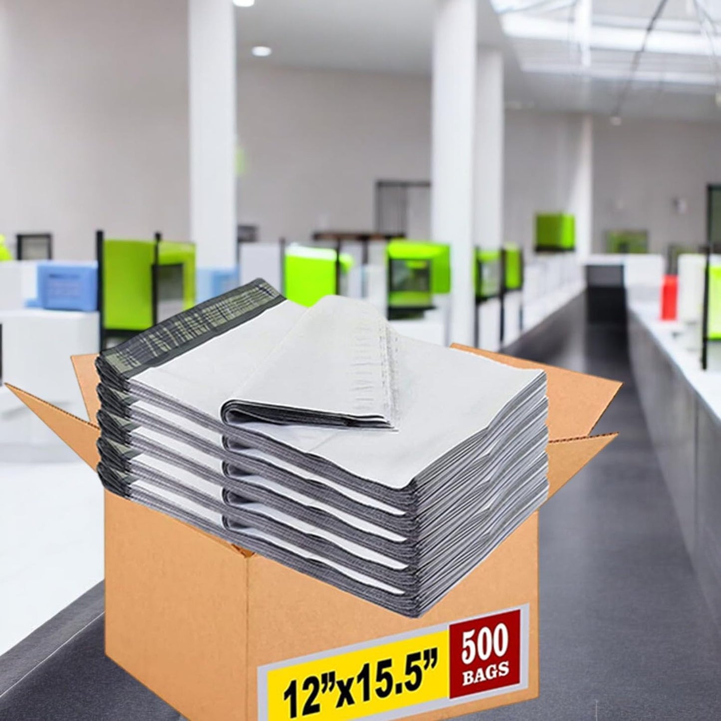 iMBAPrice 500 - 12 x 15.5 Premium Matte Finish White Poly Mailers Envelopes Bags (iMBA-5PM-500)