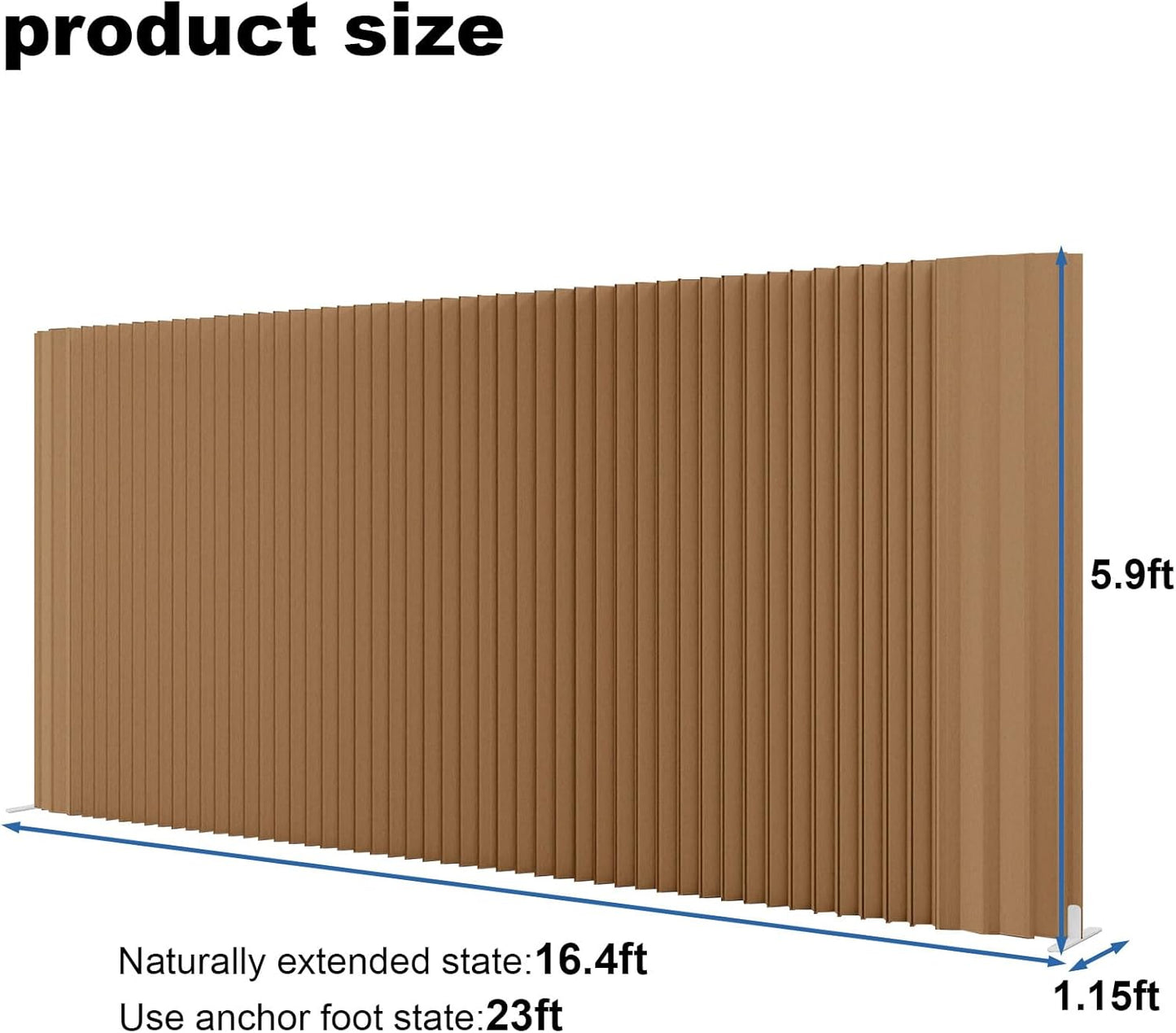 Paper Room Divider,Portable Office Partition Wall,Folding Privacy Paper Screen,Wall Dividers for Room Seperation,Freestanding Partition for Home Office Studio Exhibition,Brown -L16.4*W1.15 *H5.91 ft