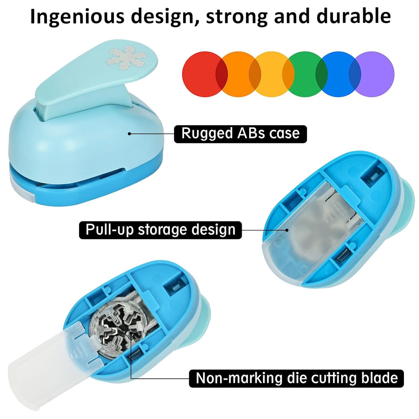 Craft Punches 8 Pack with 6 Sticker Paper, 1inch Hole Punch Shapes Medium Paper Punch Shapes, Heart, Snowflake, Musical Note, Five-Pointed Star, Circle, Crown, Wave, Apple for DIY Scrapbooking