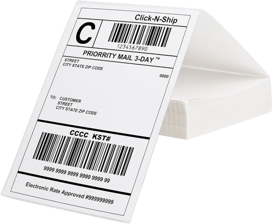 L LIKED 200 Fanfold 4" x 6" Direct Thermal Labels, with Perforated line for Thermal Printers - Compatible with Zebra & Rollo Printer