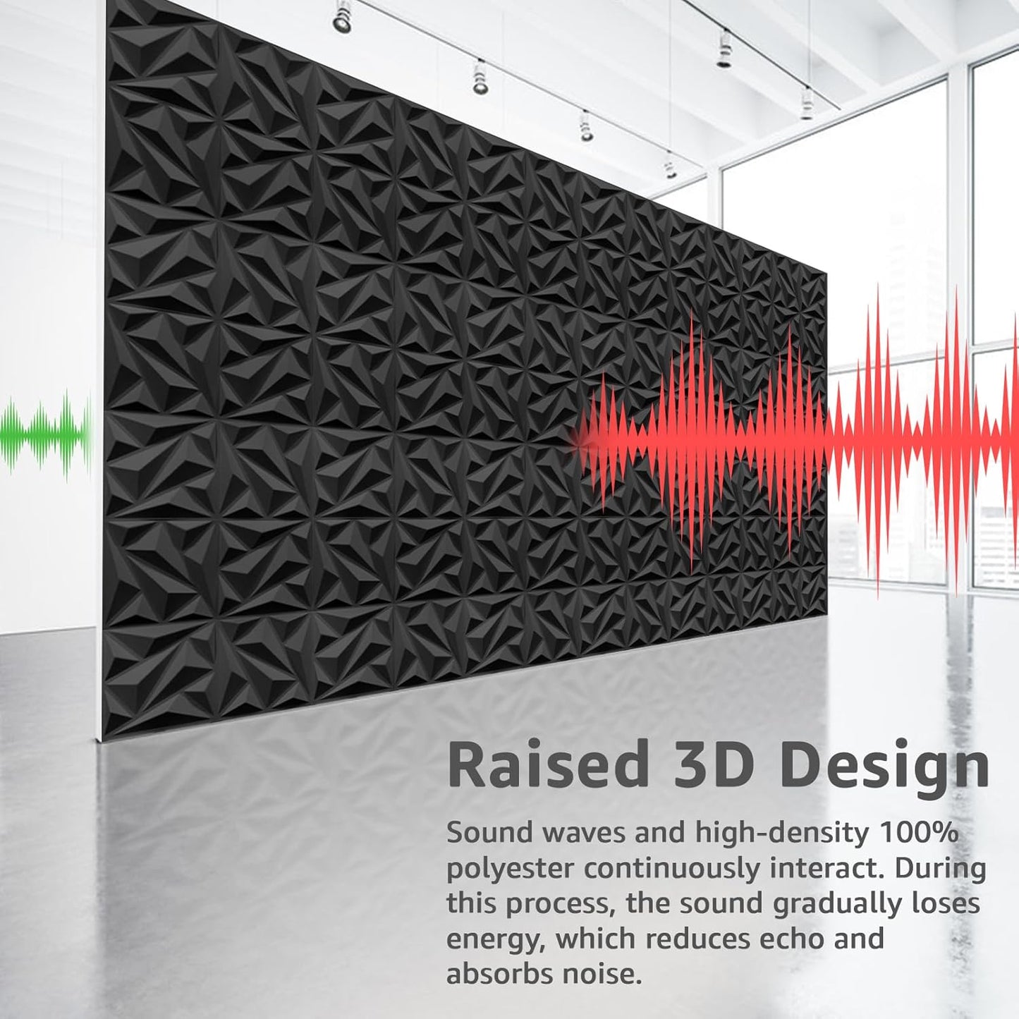 Art3dwallpanels Acoustic Panels 20 Pack Soundproof Wall Panels Acoustic Foam Sound Dampening, 3D Sound Absorbing, 12" X 12", Black