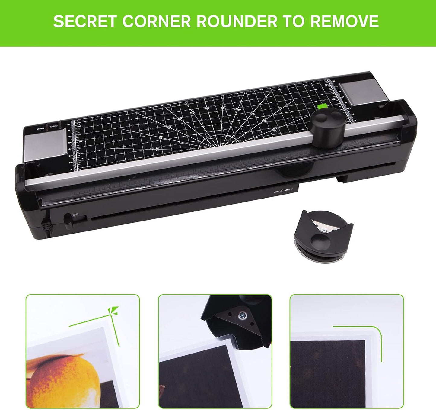 Laminator Machine for A3/A4/A6, Thermal Laminating Machine for Home Office School Use with 50 Pouches, Paper Trimmer and Corner Rounder (Green)