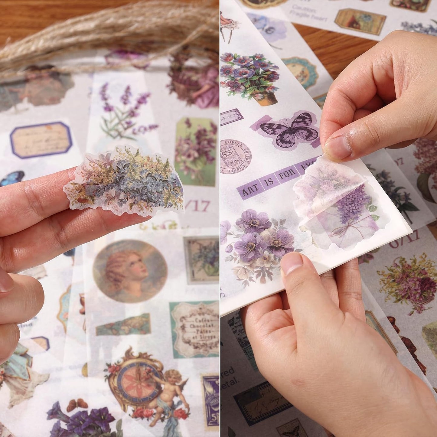 Auguro Vintage Scrapbook Stickers Book 24 Sheets 480 Pre-Cut People Stickers for Scrapbooking Washi Sticker Journal Sticker for Adults Junk Journal Supplies