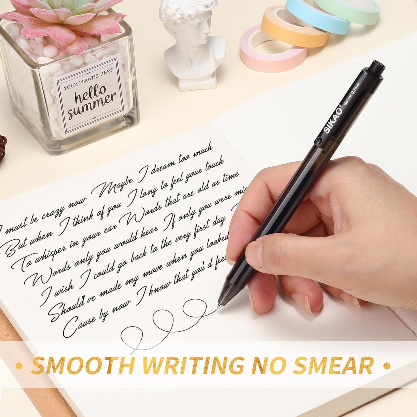 Black Gel Pens Bulk, Fine Point Smooth Writing No Smudge, 0.7mm Ink, Retractable Rollerball, Server, Office Lapiceros (60 Pack)