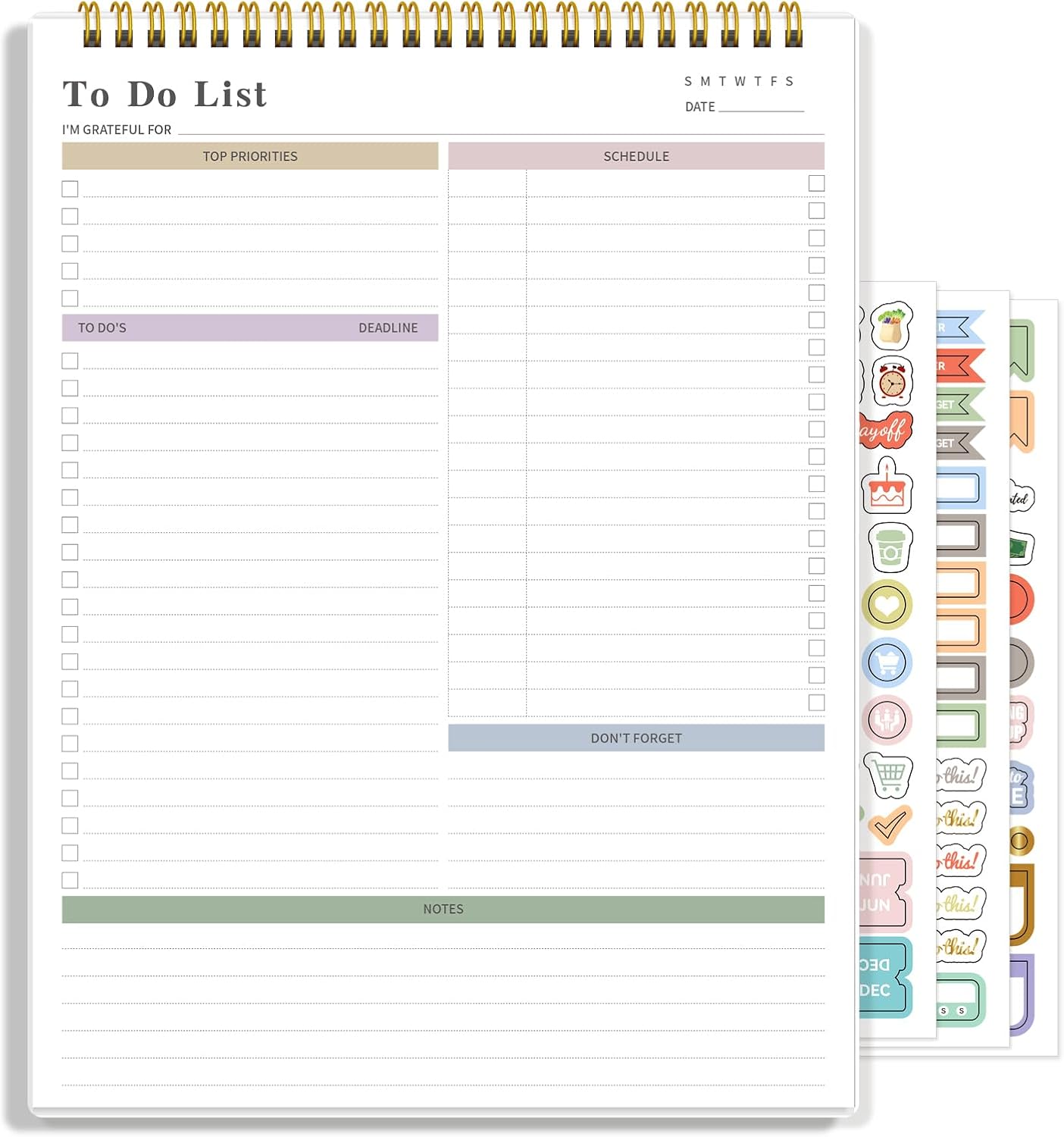 To Do List Notepad Undated, Daily To Do List Notebook (8.5"x 11") Spiral Daily Task Hourly Schedule Planning Pad with Checklist Suitable for Office, Home and School 104 Pages