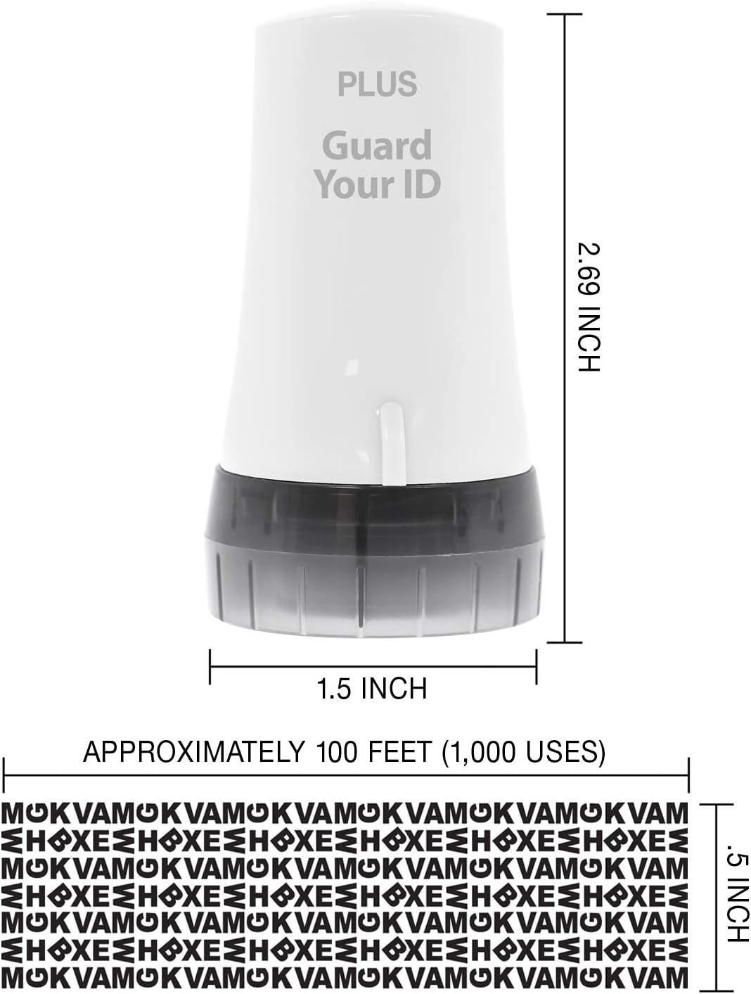 Guard Your ID Advanced 2.0 Roller Identity Privacy Stamp for Identity Theft Prevention and Security (Regular 3-Pack, White)