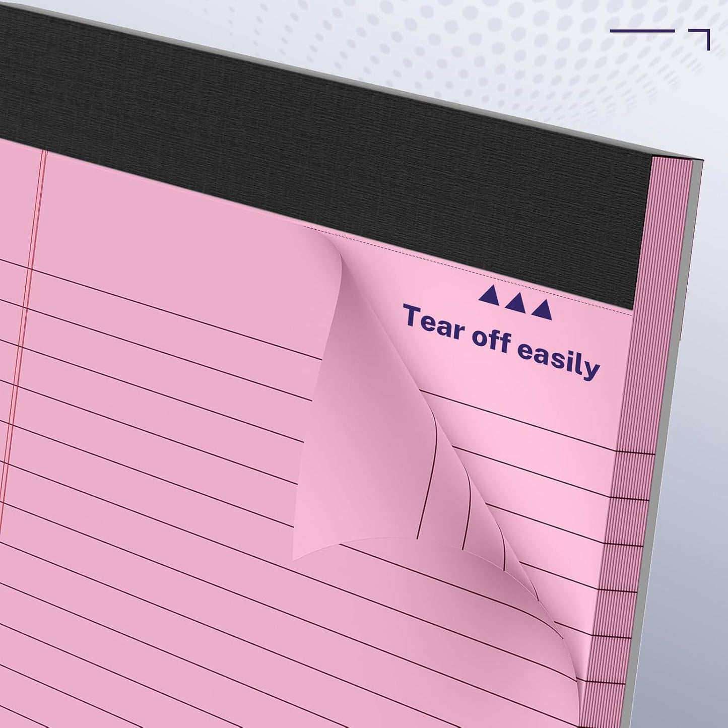 3 Pack Wide Legal Pads 11" x 9.5" (Landscape Format) Pink College Ruled Note Pad Narrow Ruled 30 Sheets per Notepad Perforated Writing Paper with Thick Backboard Horizontal Pads of Paper