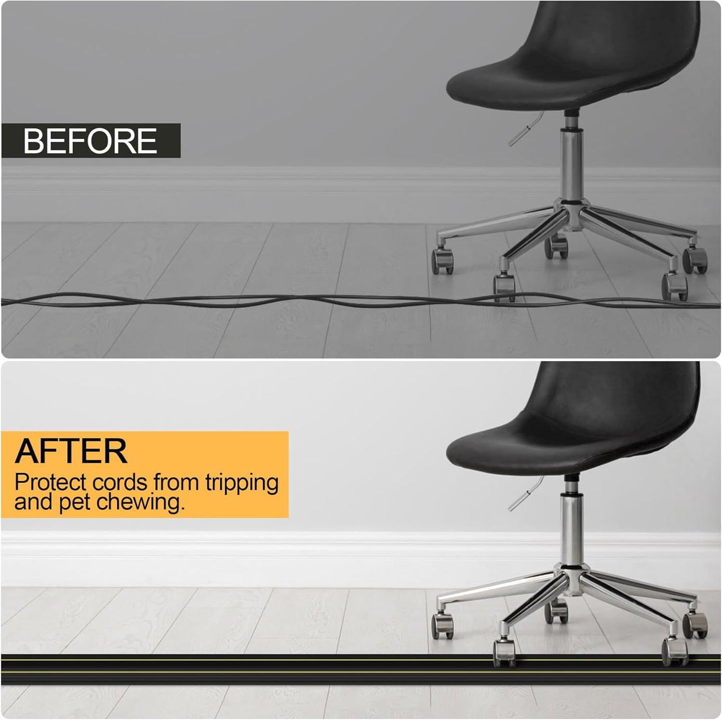 6.5Ft Cord Cover Heavy Duty Cable Protector 3 Channels Contains Cords, Cables and Wires, Easy to Unroll-Conceal Wires of Home, Office, Warehouse, Workshop, Concerts or Other Outdoors Surround (6.5Ft)