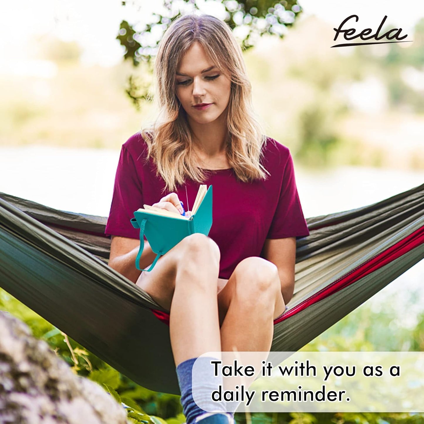 feela 3 Pack Pocket Notebook Journals with 3 Black Pens, A6 Mini Cute Small Journal Notebook Bulk Hardcover College Ruled Notepad with Pen Holder for Office School Supplies, 3.5”x 5.5”, Emerald