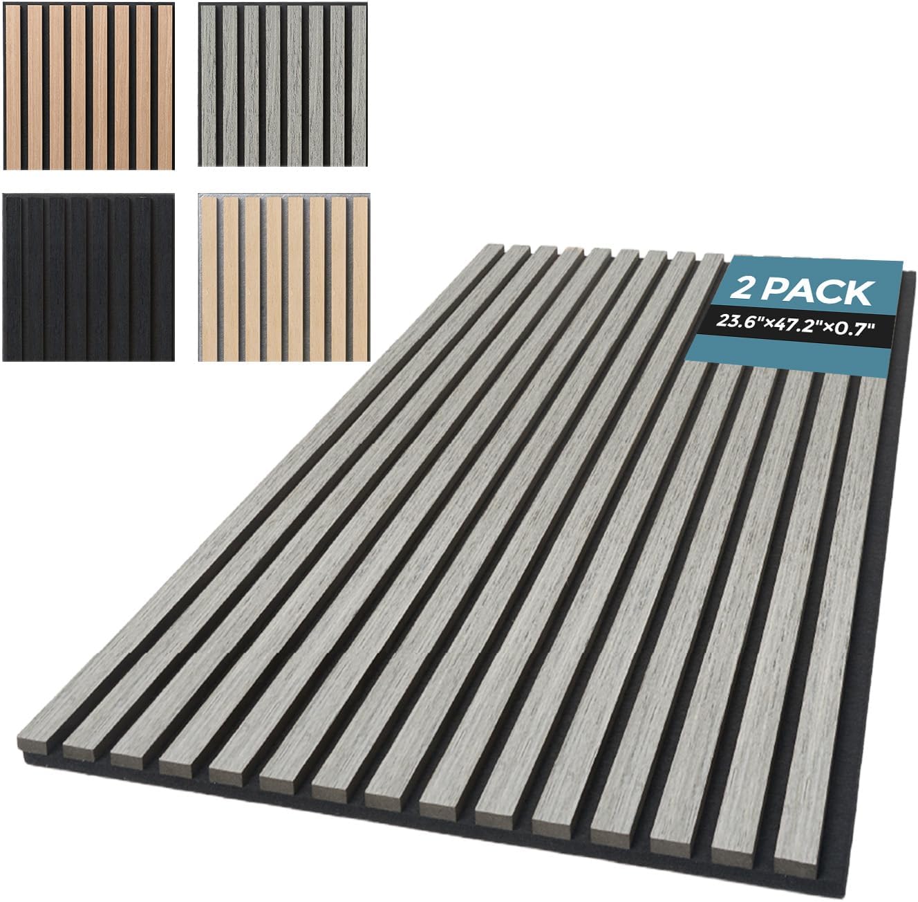 AKUMAX Wood Slat Acoustic Panels for Wall and Ceiling-2 Pack Art Acoustic Foam Panels 96x24Inches 3d Wall Panels High Density Sound Dampening Panels (Sineroak)