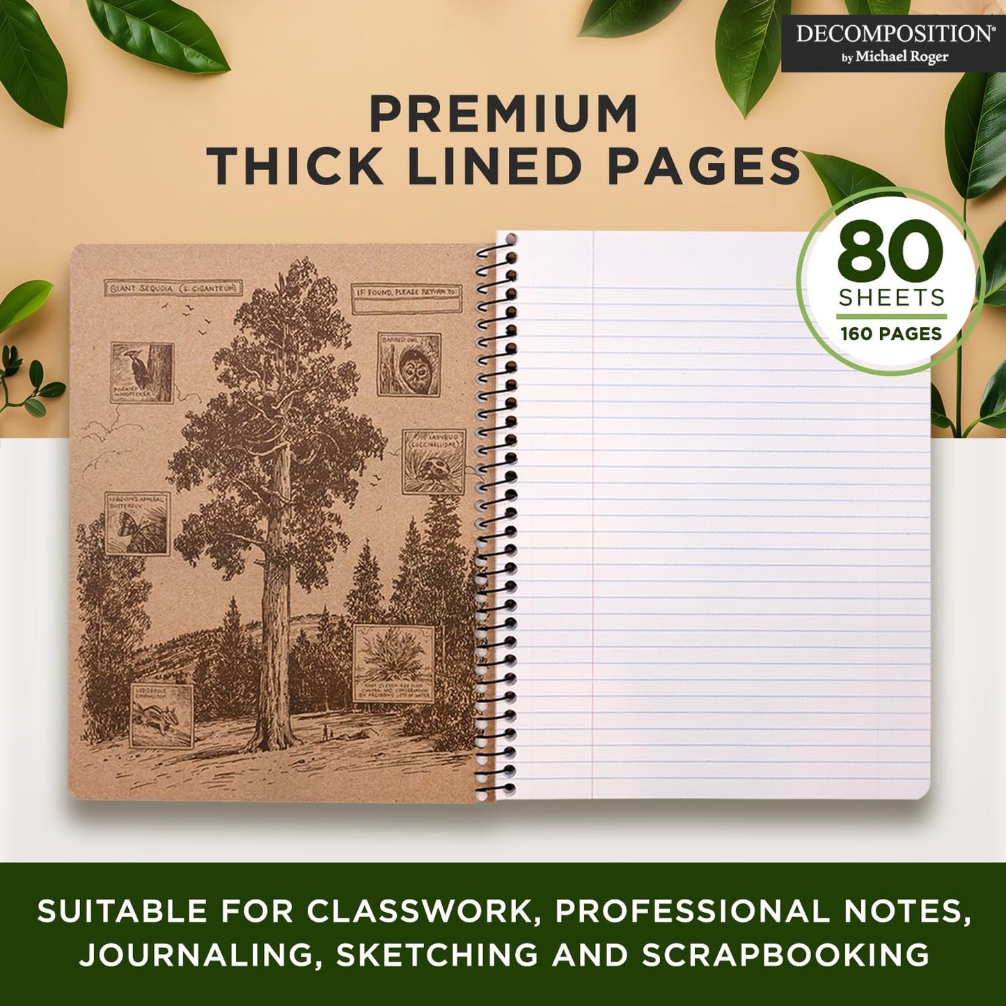 Decomposition 24-Pack Everglades College Ruled Spiral Notebooks – 9.75" x 7.5" Journal, 160 Lined Pages Each – 100% Recycled Paper – Bulk Notebooks for Schools, Offices & Institutions – Made in USA