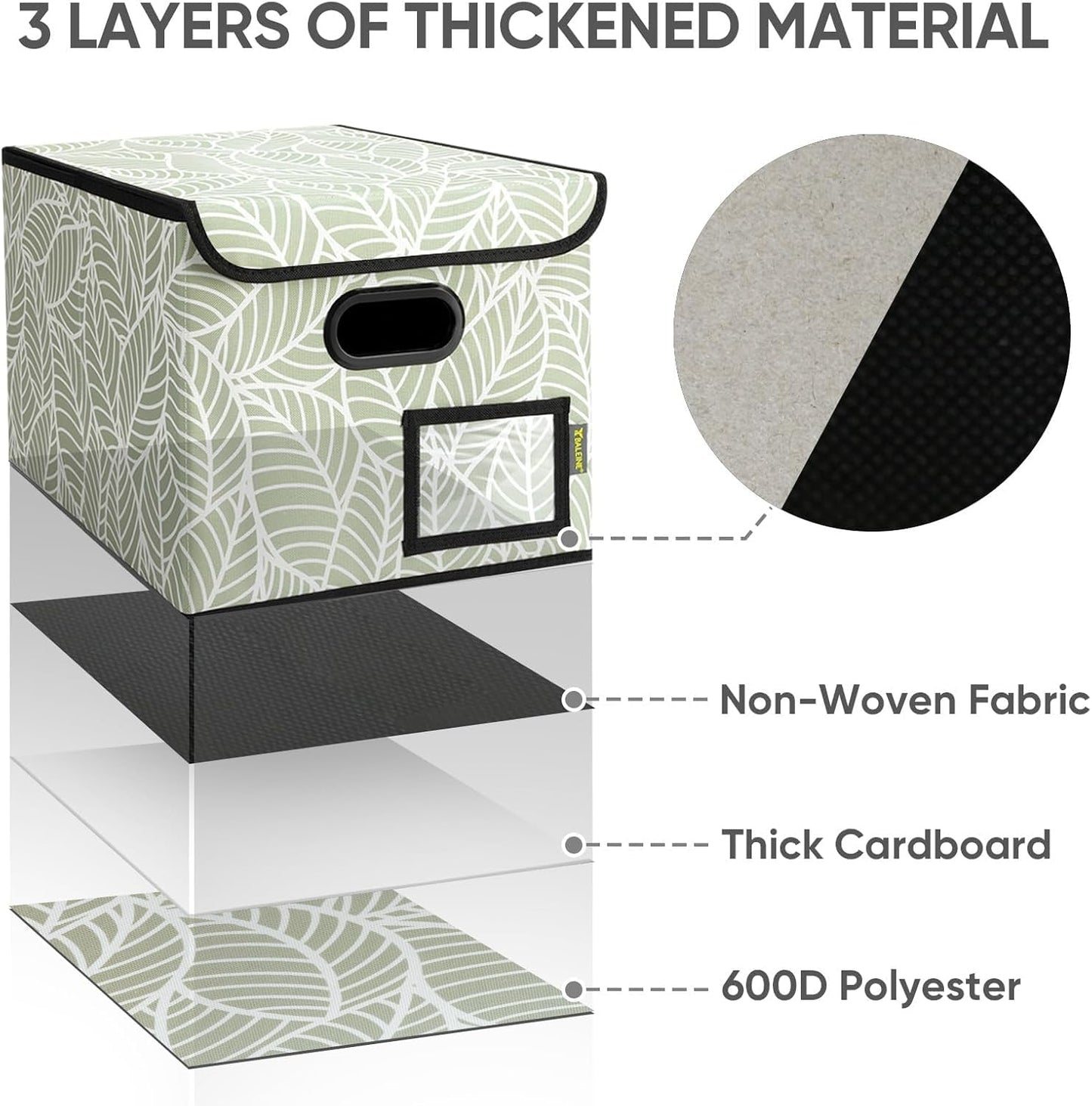 BALEINE File Organizer Box with Lid, Collapsible File Folder Organizer with Plastic Slide, Hanging File Folder Box for Office Document Storage (1 Pack, Antique Foliage)