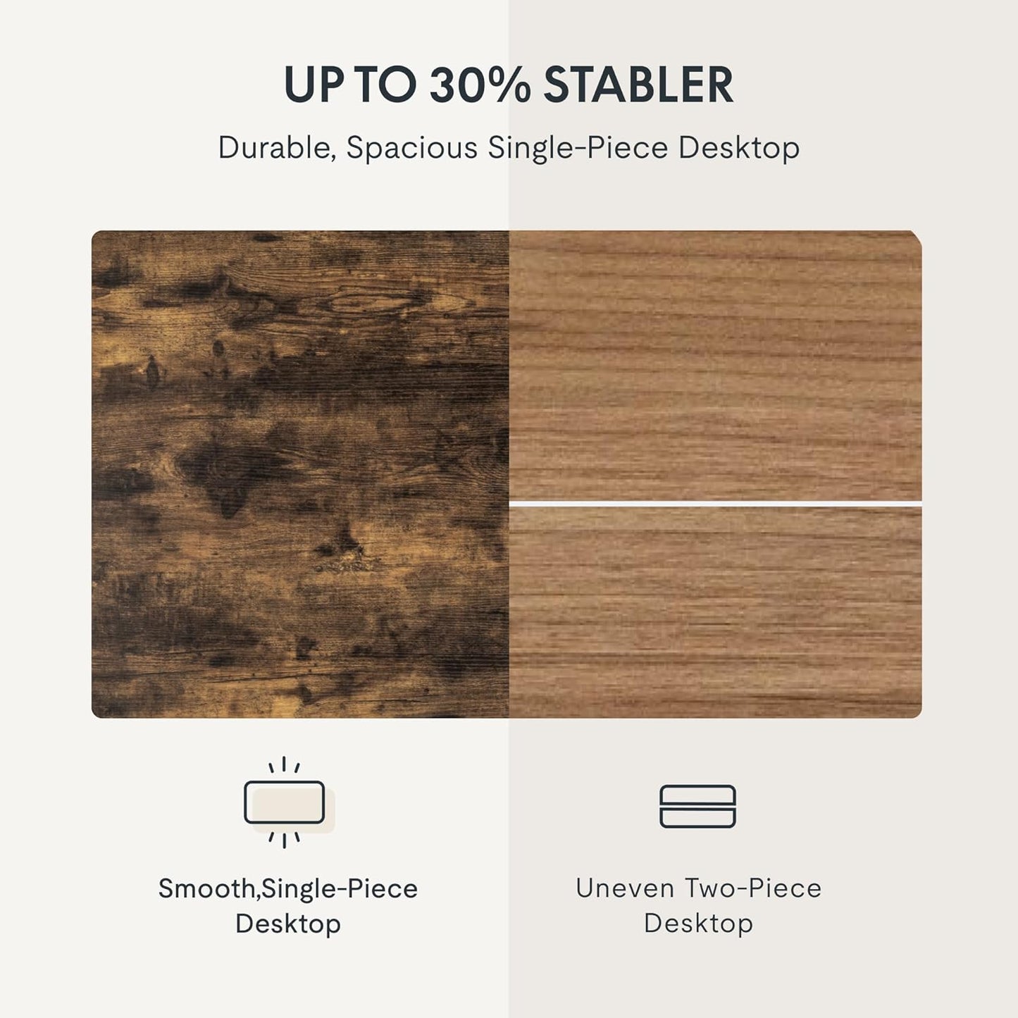 FLEXISPOT EN1 Whole-Piece Standing Desk, 48x30 Electric Sit Stand Desk for Home Office (Black Frame + Rustic Top, 2 Packages)