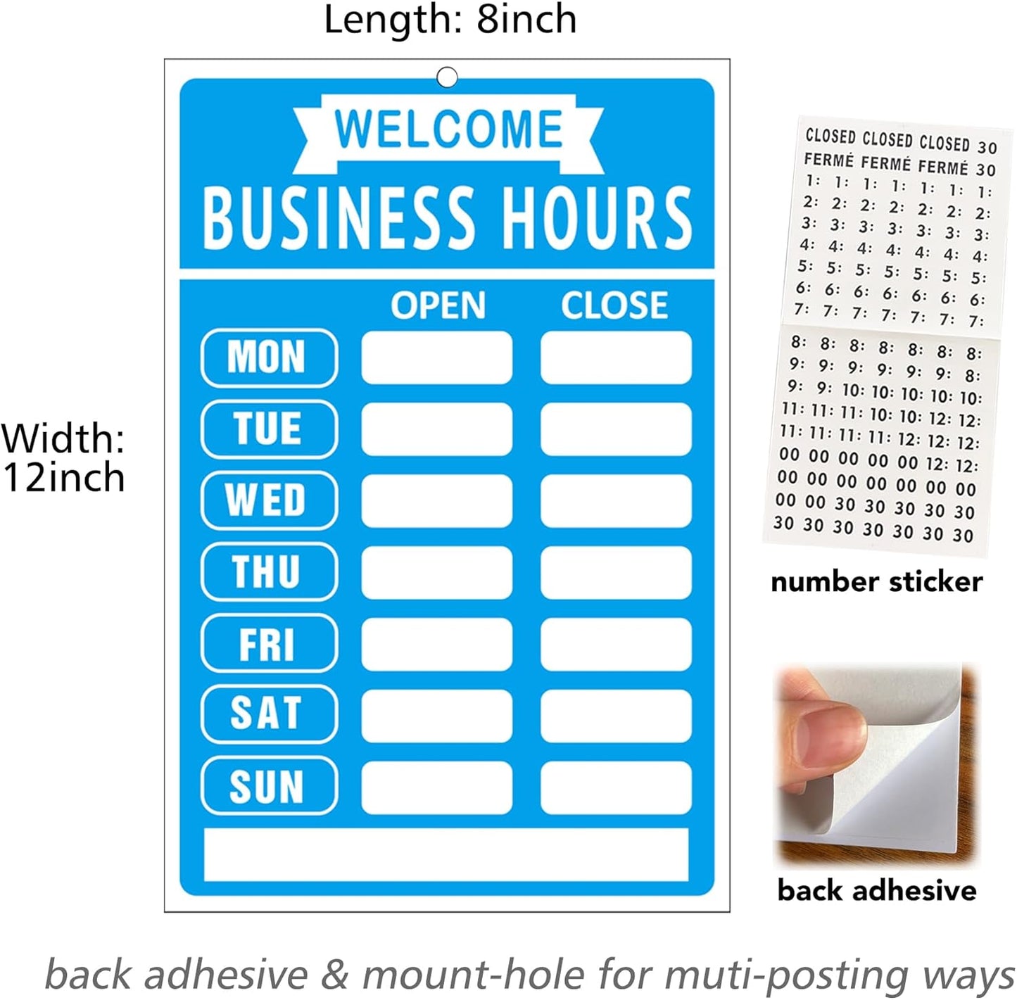 Open Closed Signs Business Hours Sign Set for Window Door Open Signs for Business Hour Closed Open Flip Sign Store Resturant Bar Blue