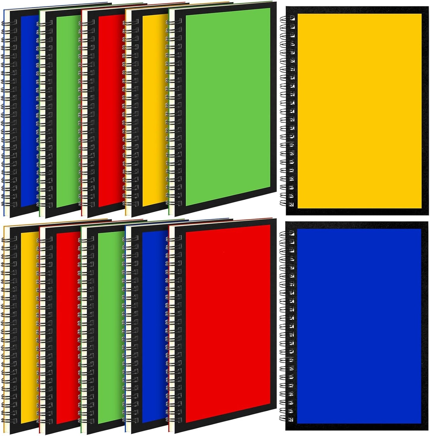 12 Pack Small Spiral Notebook A5 Lined College Ruled Spiral Journal Notebook 5.5 x 8.3 Inch Kraft Cover, 120 Pages for Work Students Office Business(Blue,Green,Yellow,Red)