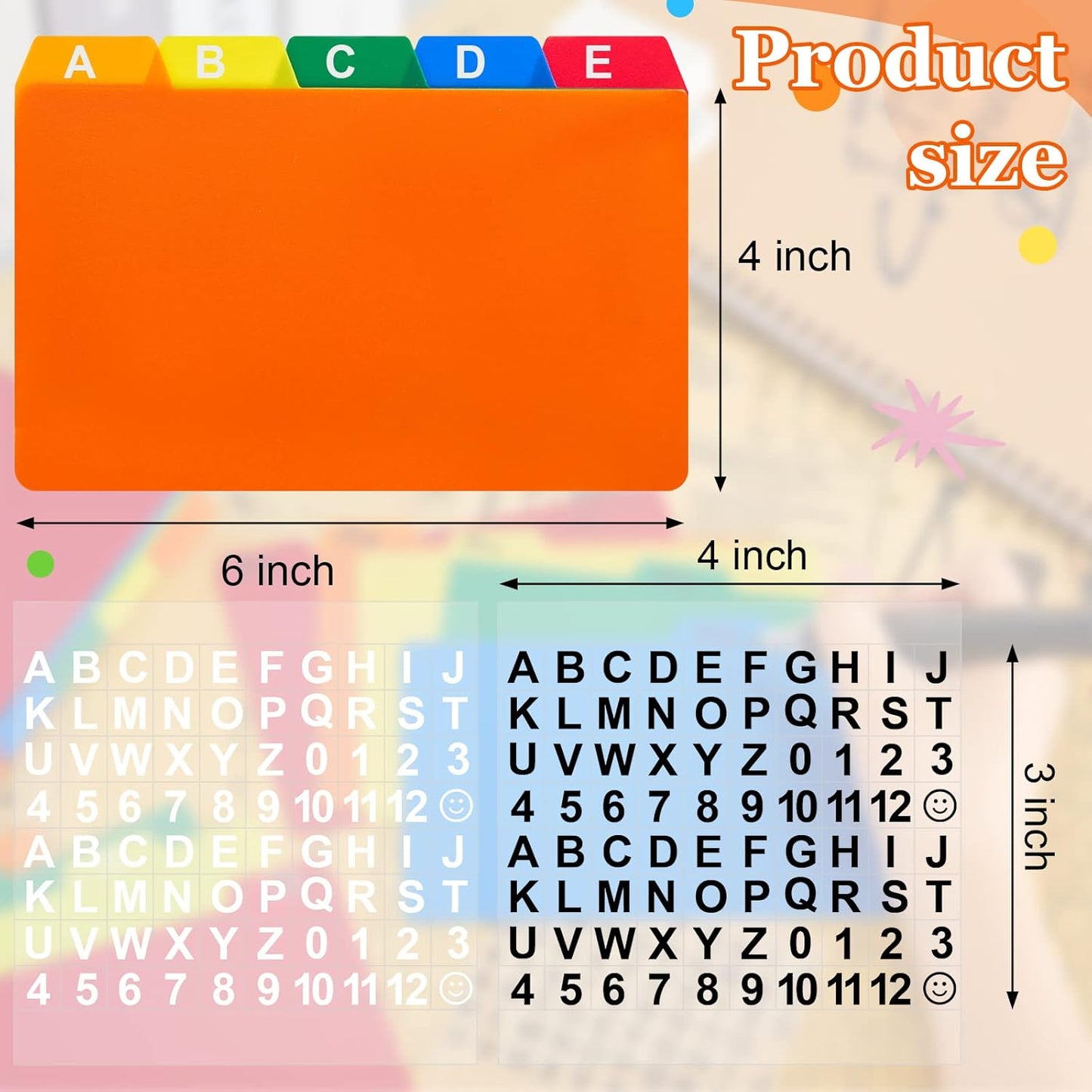 Lewtemi 50 Pcs Index Card Dividers 4 x 6 Inch Index Card Dividers with Tabs Guides with 2 Pcs Alphabet Number Stickers for Office Recipe Business (Multi Color)