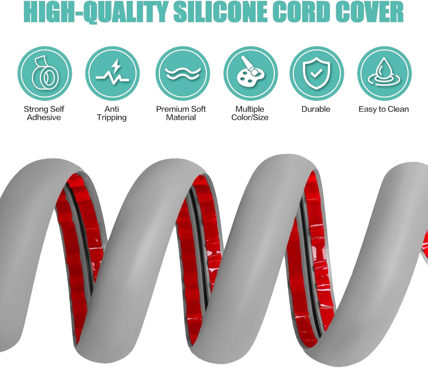 Floor Cord Cover Self Adhesive Cord Hider,20FT Cable Management, Extension Strip Protector for Wires, Prevent Cable Trips for Offices, Gyms, Exhibitions Cavity:0.39"(W) x 0.27"(H) Gray