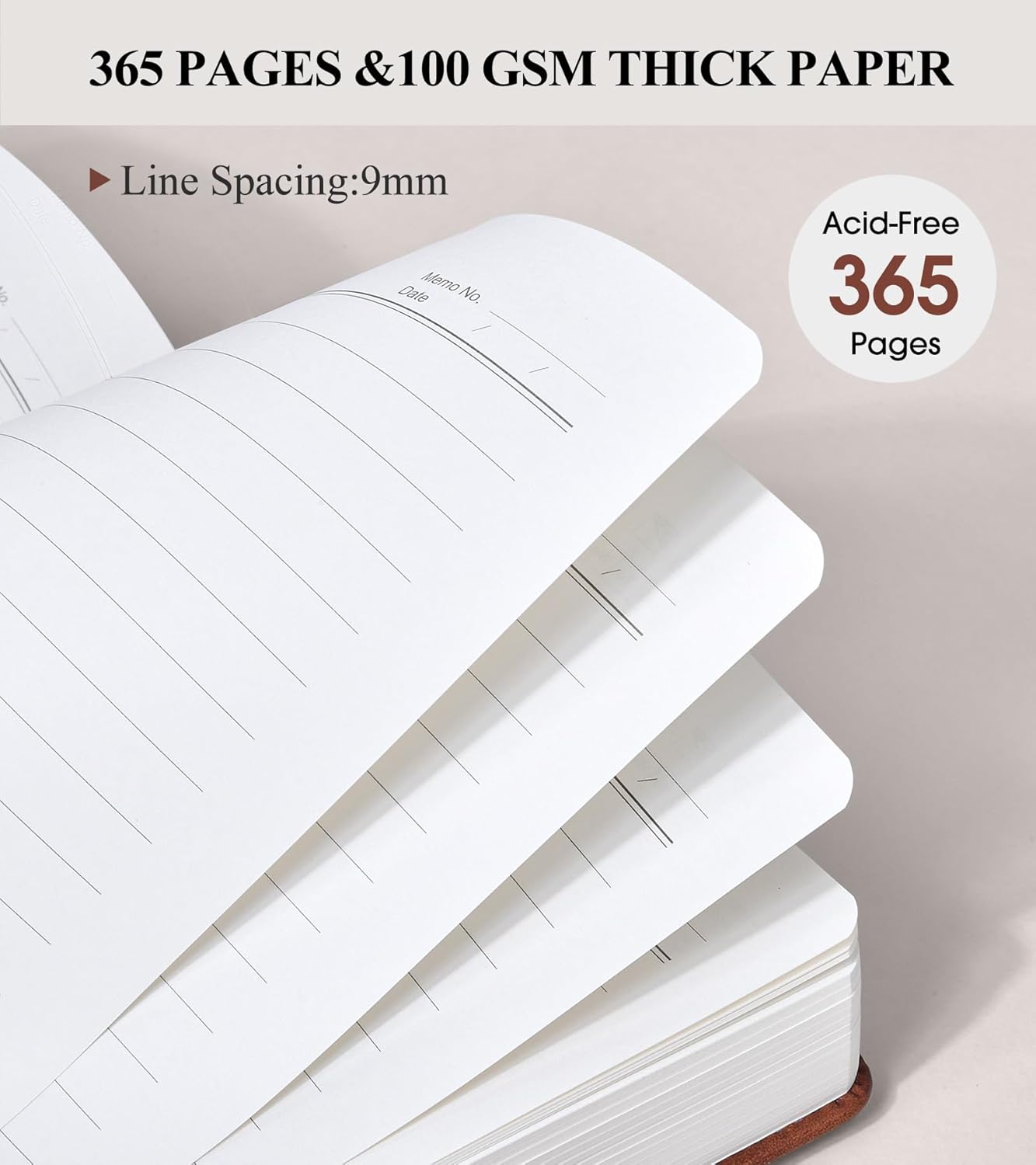 365 Page Thick Lined Journal Notebook for Men Women, A5 Leather Journals for Writing, Hardcover Notebooks for Work, School, Note Taking,Travel, Business,Personal Diary, College Ruled 5.9" x 8.4"