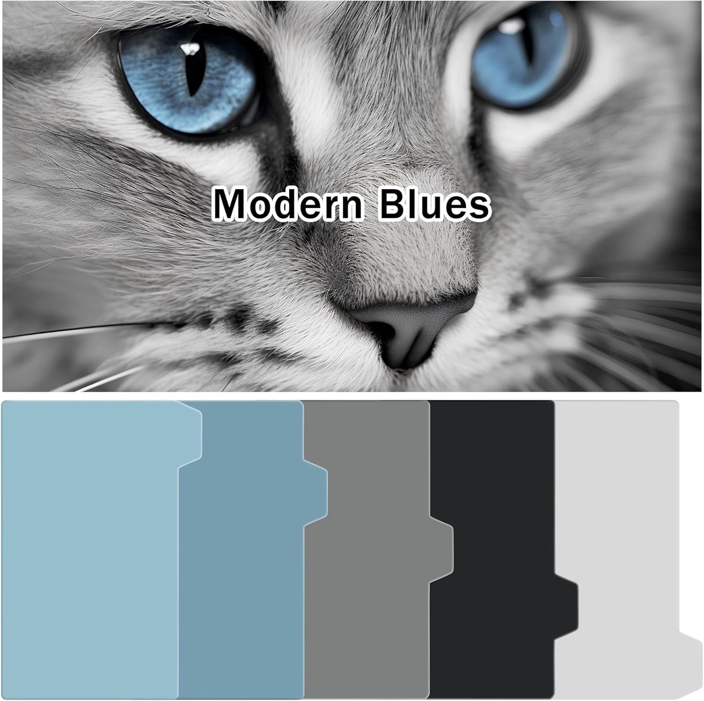 Harloon 52 Pcs Dry Erase Index Card Guide Set Include 50 Index Card Dividers 2 Number Alphabet Sticker with Tabs Photo Dividers for Office Business Back to School Supplies(3 x 5 Inch,Modern Blue)