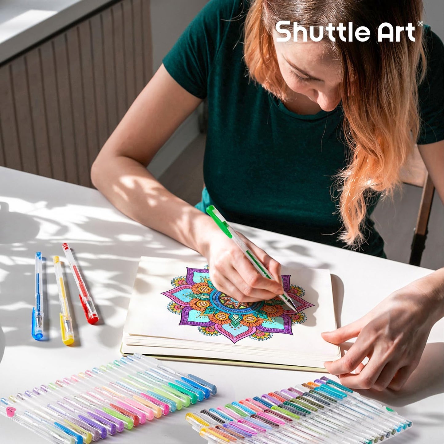 Shuttle Art 240 Pack Glitter Gel Pens, 120 Colors Glitter Gel Pen Set with 120 Refills for Adult Coloring Books Craft Doodling