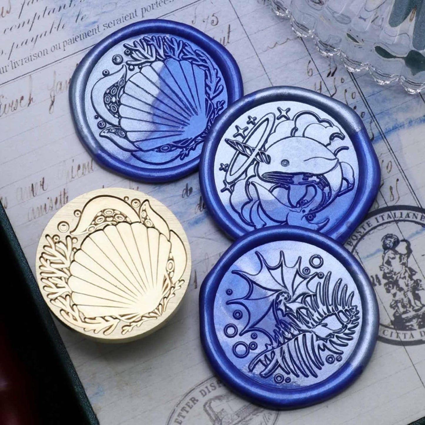 Narwhal Wax Seal Stamp - Whale Brass Sealing Wax Stamp 1.18 Inch/30mm Marine Animals Wax Seal Head for Envelopes Letters Handicraft DIY and Creative Gifts