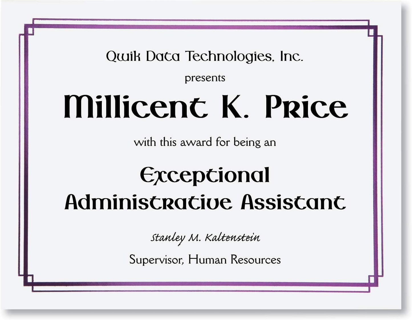 PaperDirect Foil Elegance Specialty Certificates, 50 Sheets of 38lb White Paper, 8½" x 11", Double Purple Foil Border, Perfect for Awards, Students, Employees, Volunteers, Course Completion, Diplomas