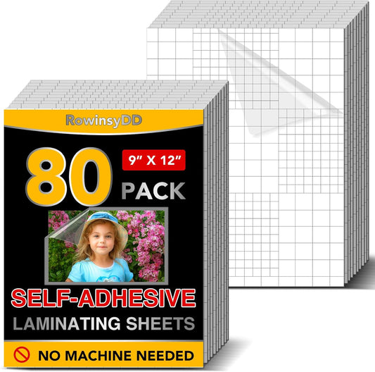 80 PCS Self-Adhesive Laminating Sheets, 9 x 12 Inches Clear Laminating Sheets No Machine Needed Self Sealing Laminate Sheets