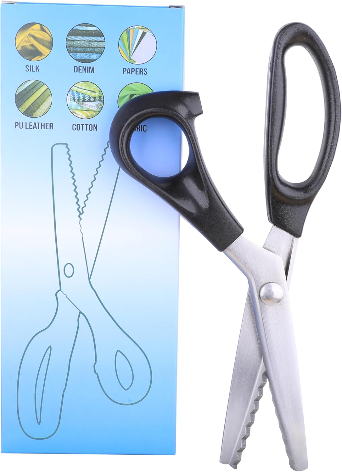 Strong & Sharpe Pinking Shears,Pinking Shears Scissors for Fabric, Serrated and Scalloped Scissors fabric,3mm,5mm,7mm (Serrated 7mm)