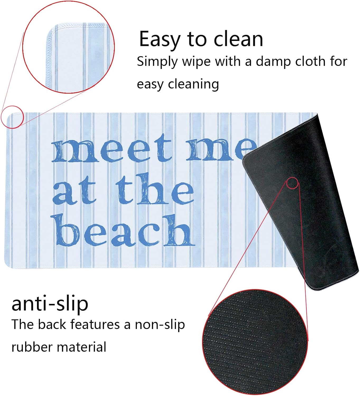 Blue Ocean Beach Room Mouse Pad,Light Blue Coastal Room Decor Mouse Pad,XL Large Ocean Desk Mat,Girly Summer Beachy Gaming Pads,Meet Me at The Beach Desktop Decor Art,31.5x11.8 Inch