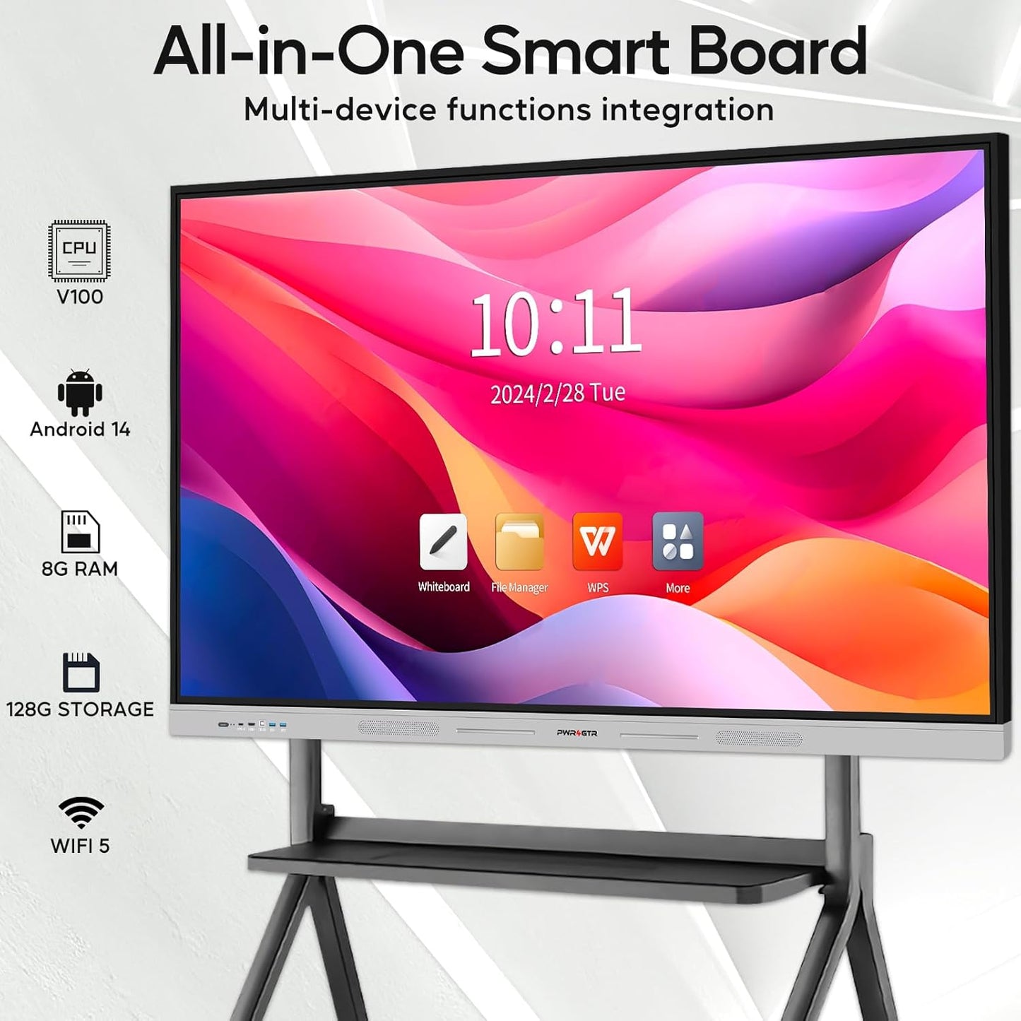 Smart Board | 55" Interactive Whiteboard | 4K UHD | Android 14 | 8+128GB | Digital Whiteboard, Electronic White Board for Classroom Home Office | Wall Mount Included