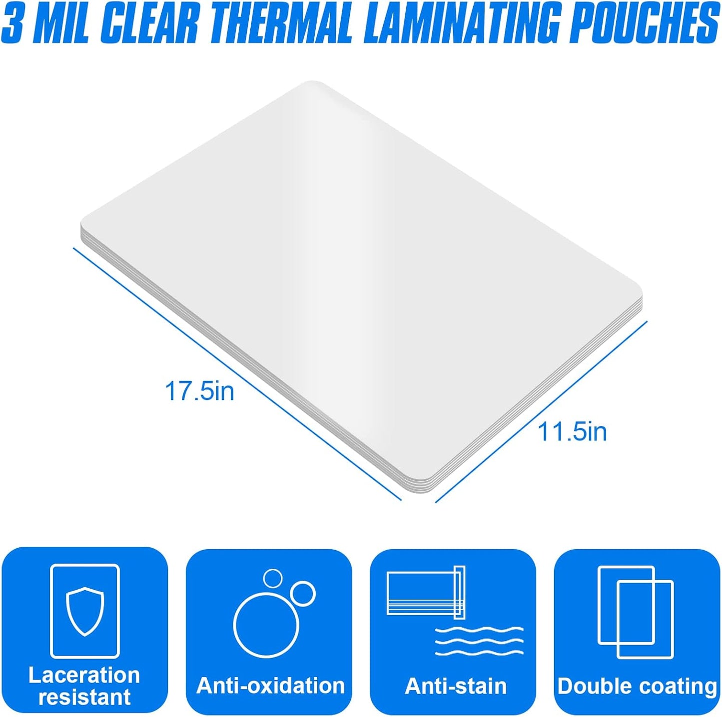 HERKKA 200 Pack Laminating Sheets, Hold 11 x 17 Inch Sheet, 3 Mil Clear Thermal Laminating Pouches 11.5 x 17.5 Inch Lamination Sheet Paper for Laminator, Round Corner