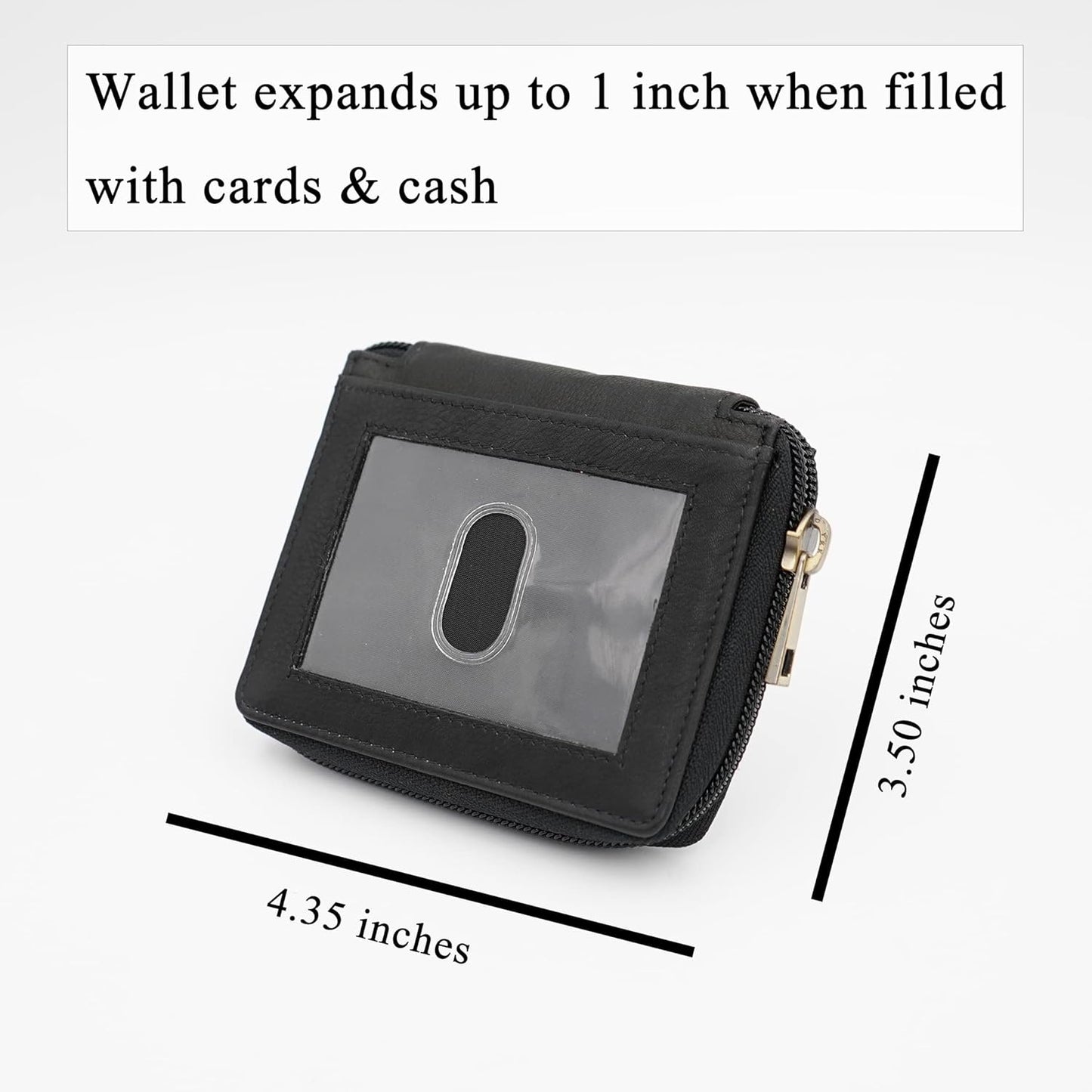 ag wallets Mens Zip Around Leather Wallet with Inserts (Black Napa)
