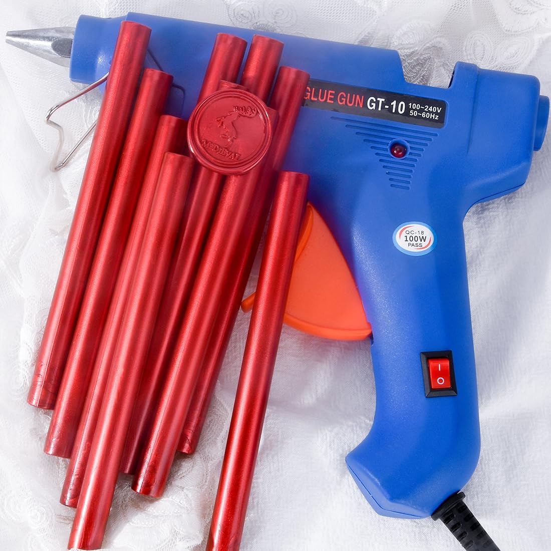 Wax Seal Kit with Sealing Wax Gun & 10pcs Blood Red Wax Sticks – for Wedding Invitations, Envelopes, Gift Wrapping, Letters, DIY Crafts Sealing Decor