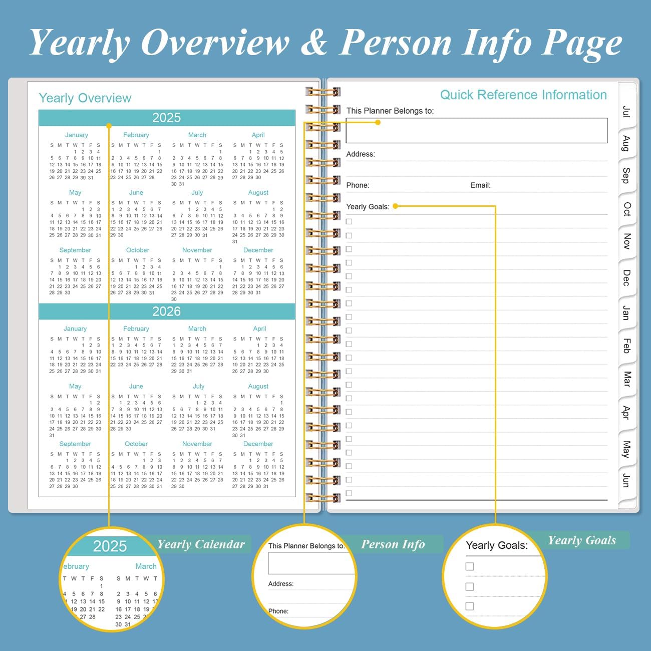 2025-2026 Appointment Book & Planner - Hourly Planner from July 2025 - June 2026, Weekly Appointment Book 2025-2026 with 30-Minute Interval, 6.4" x 8.5", Dark Blue