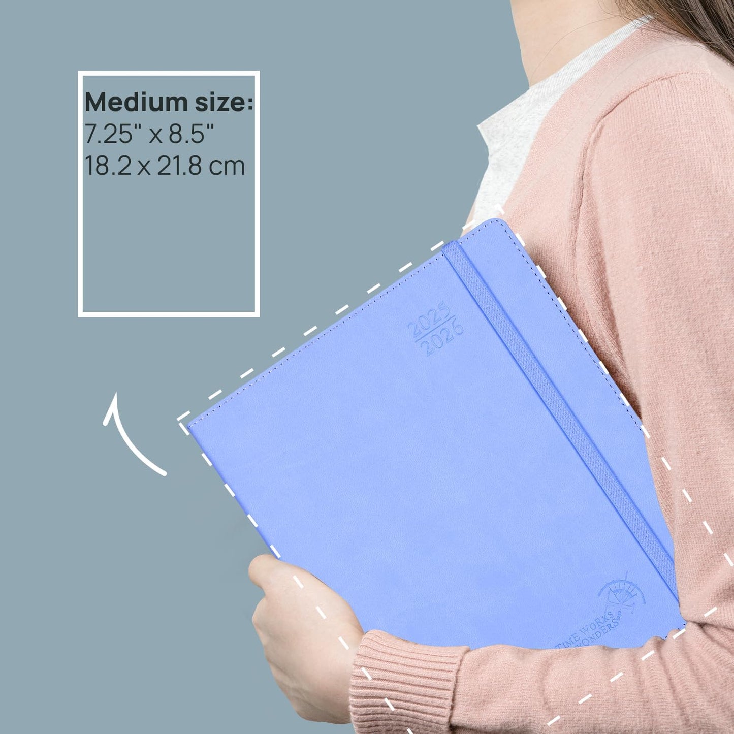 POPRUN Weekly Planner 2025-2026, 7.25'' x 8.5'', 15-Minute Hourly Appointment Book (July 2025-June 2026) with PU Leather Softcover, Monthly Tabs, Inner Pocket - Brown