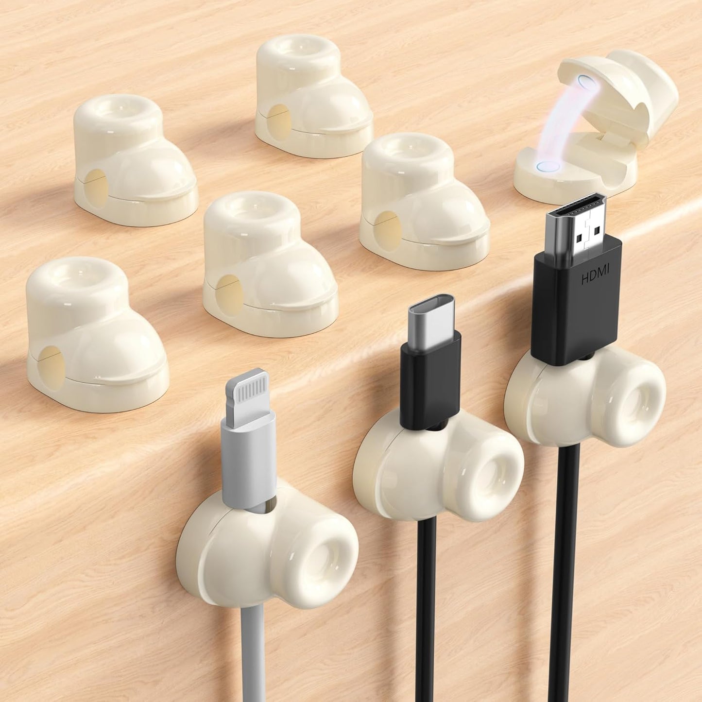 Magnetic Cable Clips, Adjustable Cord Holder Management, Adhesive Wire Keeper Organizer for Home Office Desk Phone PC Car Wall Desktop Nightstand Appliance (9-Pack Beige Shoes)