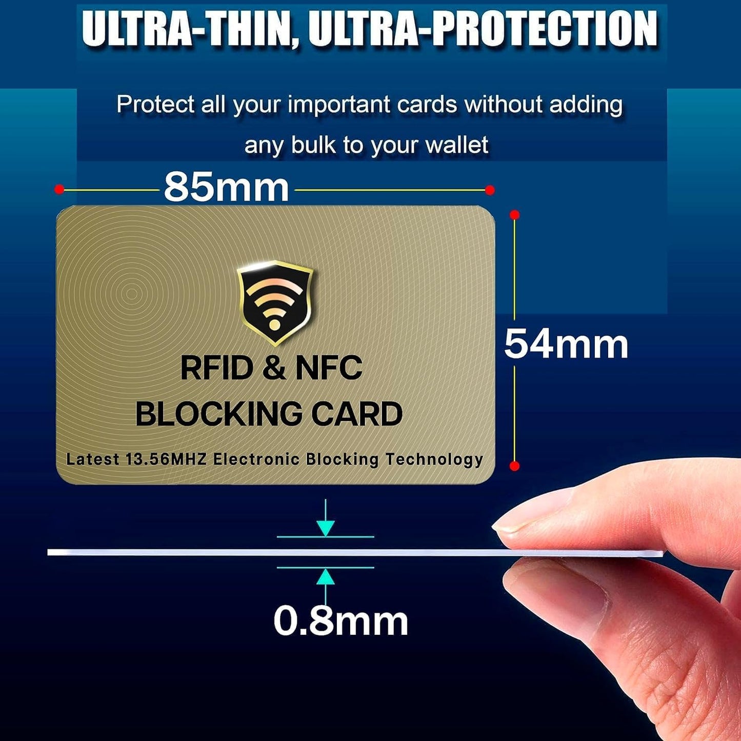 SaiTech IT RFID Cards, 5 Pack One Card Protects Entire Wallet Purse For Men & Women, NFC Contactless Bank Debit Credit Card Protector ID ATM Guard Card – Golden