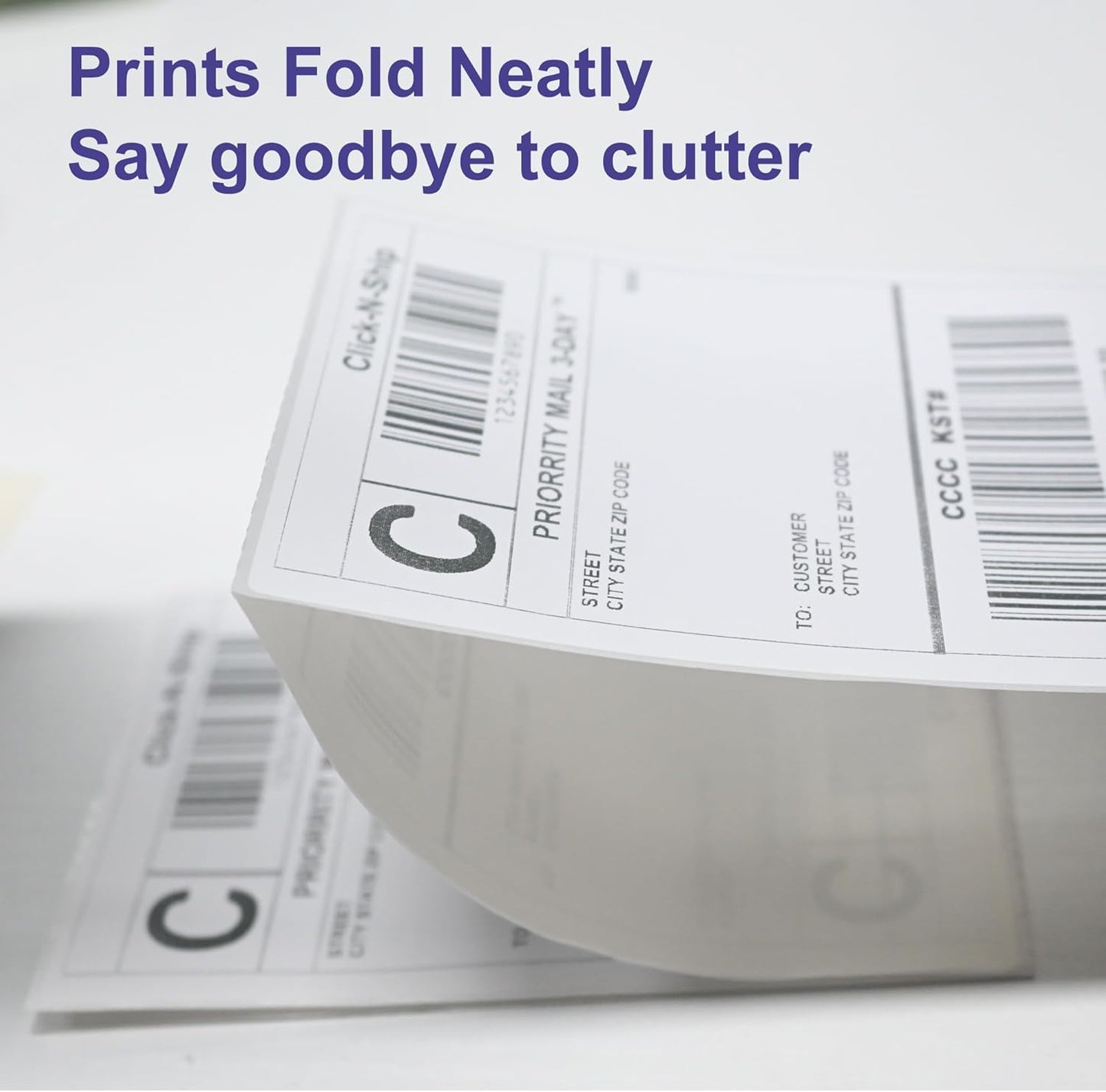 DGBDPACK Fanfold Direct Thermal Shipping Labels 4''x6'' 2400 Labels/8 Stacks (300 Pcs per Stack), Compatible with Zebra Rollo Beeprt Printer Ultra Adhesive