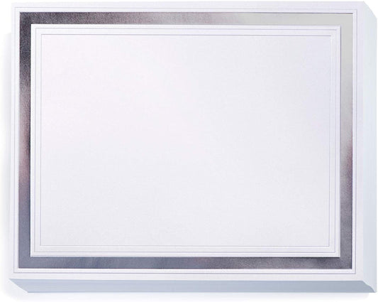 PaperDirect Pristine Specialty Certificates, 50 Sheets of 38lb White Paper, 8½" x 11", Silver Bold Foil Border, Perfect for Awards, Students, Employees, Volunteers, Course Completion, Diplomas