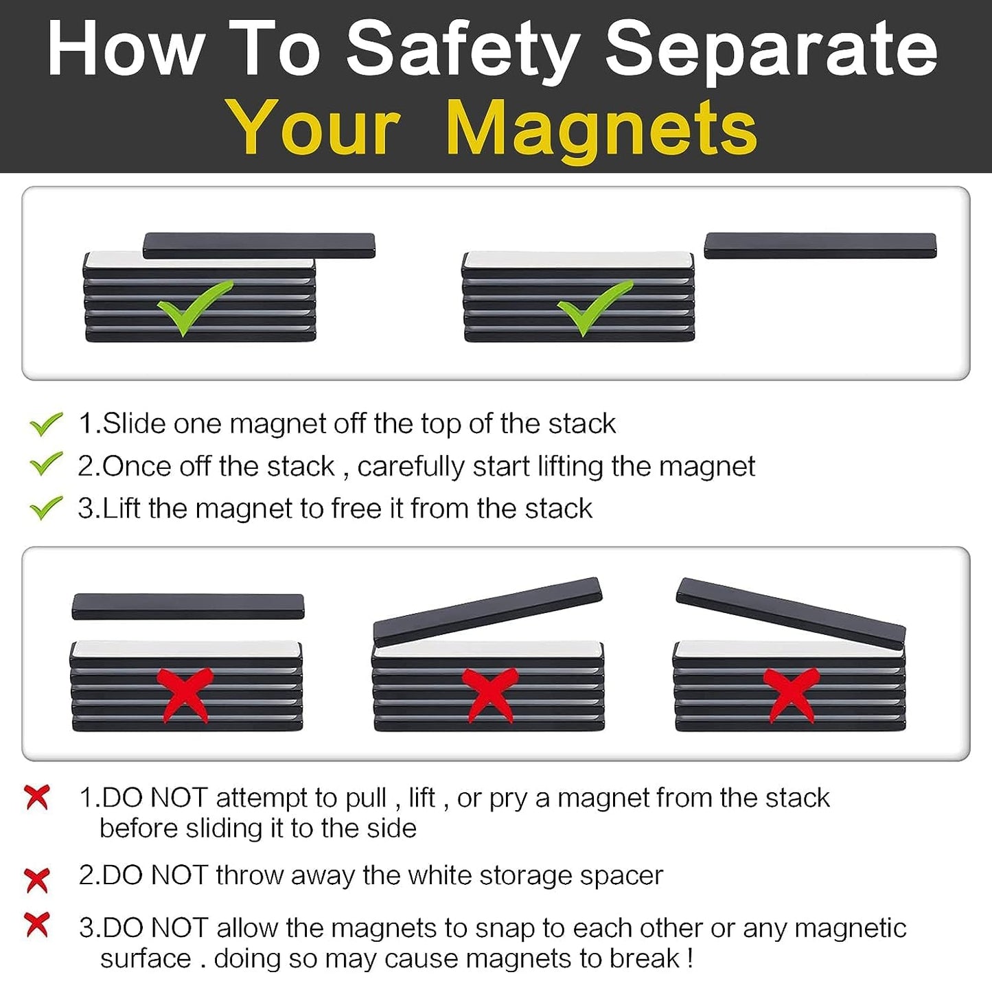 LOVIMAG Rare Earth Bar Magnets, Waterproof Strong Neodymium Magnets with Epoxy Coating and Double- Sided Adhesive for Fridge, Scientific, Shower Door, Office Etc, 60 x 10 x 3 mm, Pack of 16