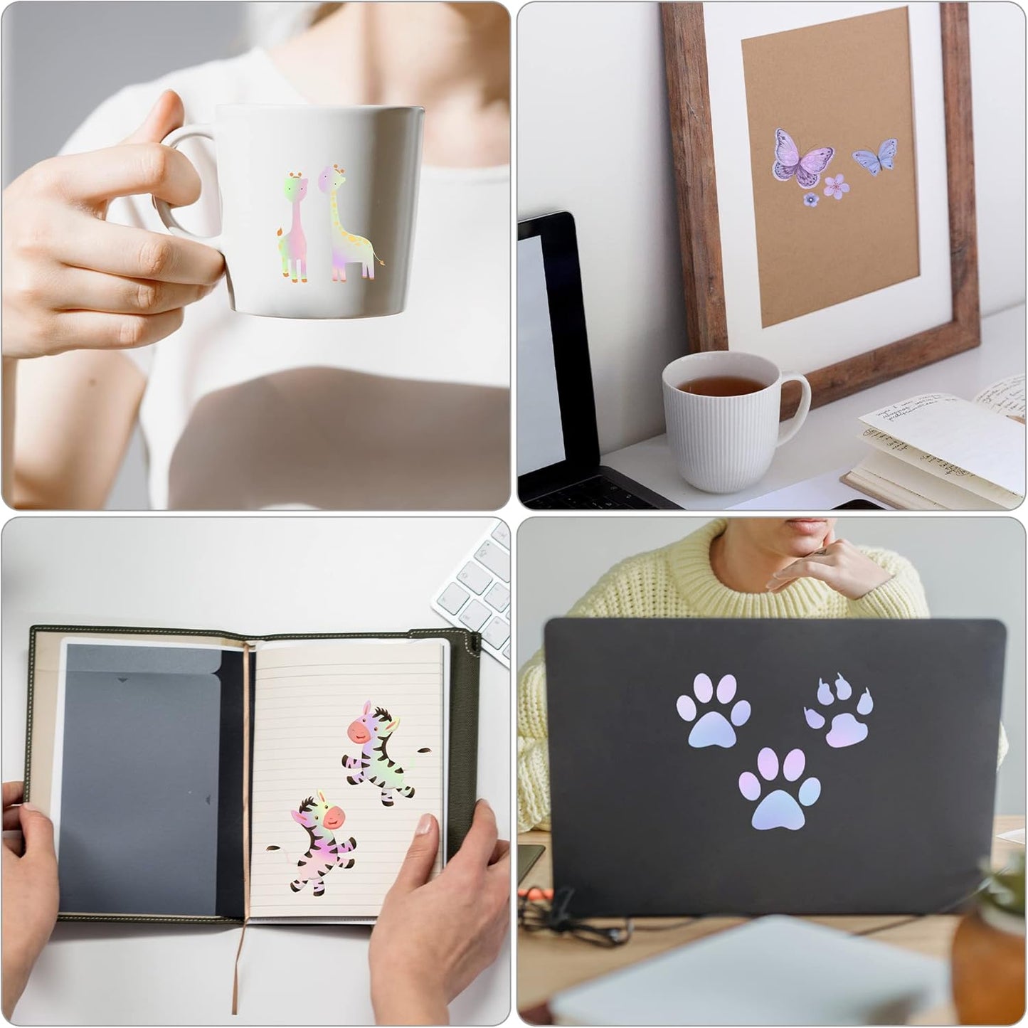 Bylion Transparent Holographic Overlay Lamination Vinyl A4 Size Self-Adhesive Laminate Waterproof Vinyl Sticker Paper, 20 Sheets 8.25 x 11.7 Inches