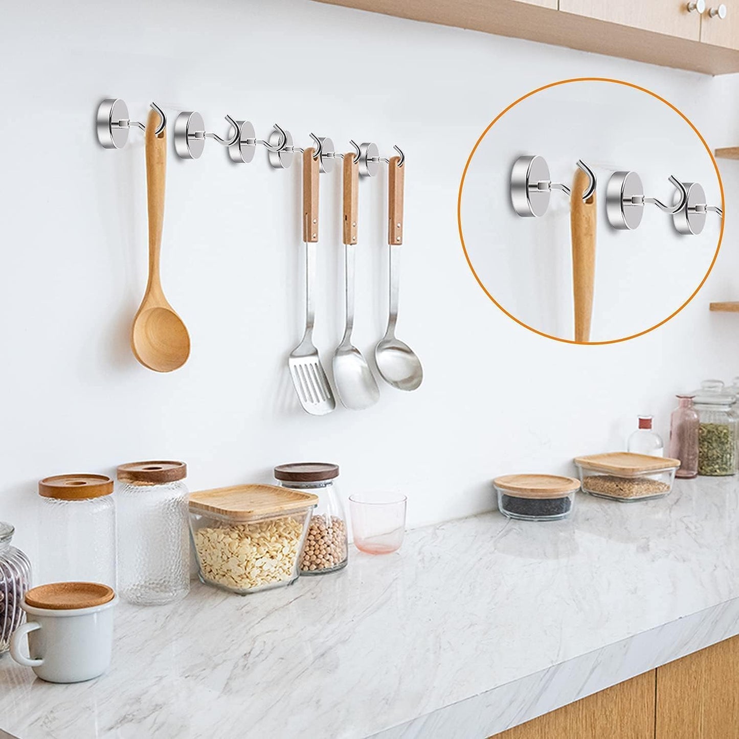 DIYMAG 6 Packs Magnetic Hooks,150 Lb Heavy Duty Neodymium Magnets for Refrigerator, Strong Cruise Ship Essentials Hook for Hanging, Magnetics Hanger for Grill